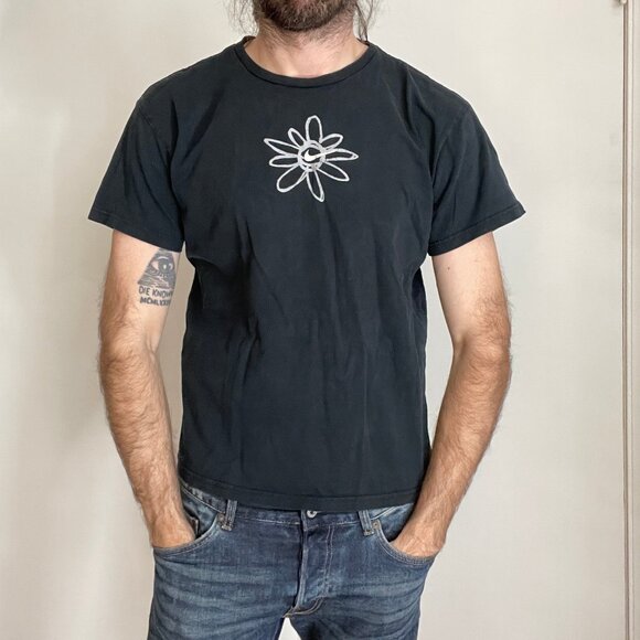Vintage 90’s Nike Flower Sketch T Shirt Size XL Black Cotton Made in USA Y2K - Picture 1 of 8